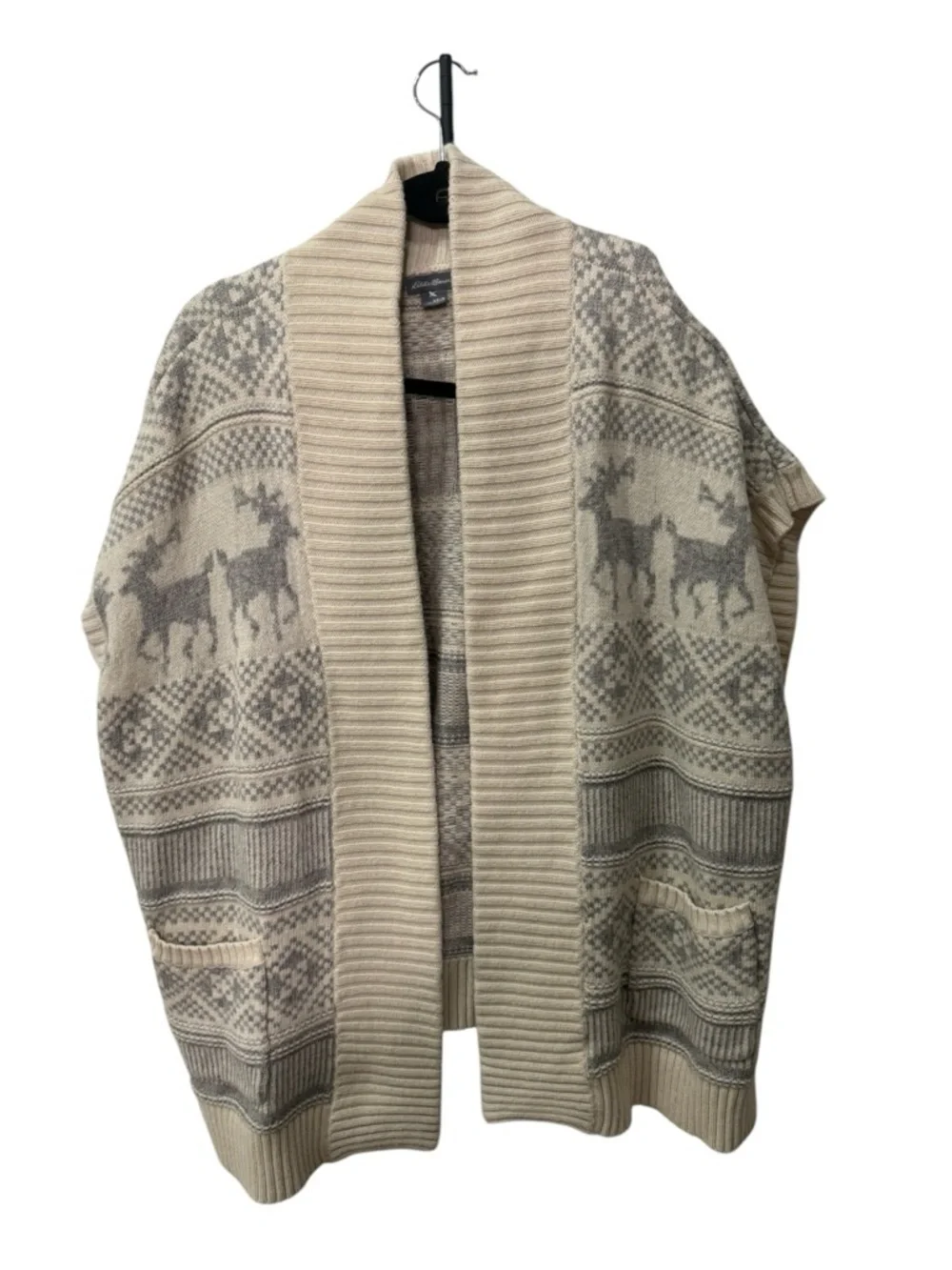 Eddie Bauer Reindeer Holiday Shrug Poncho Cardigan size XS/S